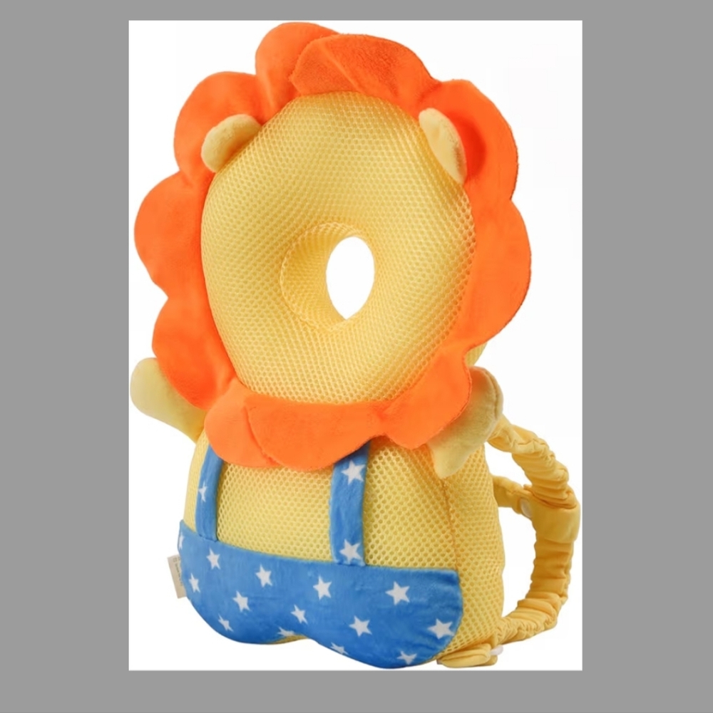 Plush Lion Head Protector Backpack - Orange & Yellow